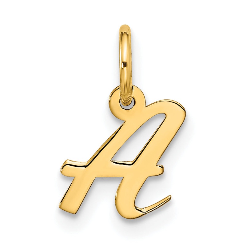 10K Yellow Gold Small Script Initial A Charm