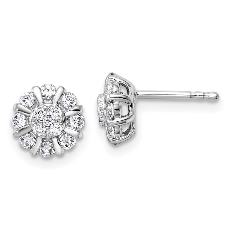 14k White Gold 1/2 Ct. Lab Grown Diamond VS/SI+ G+ Halo Post Earrings