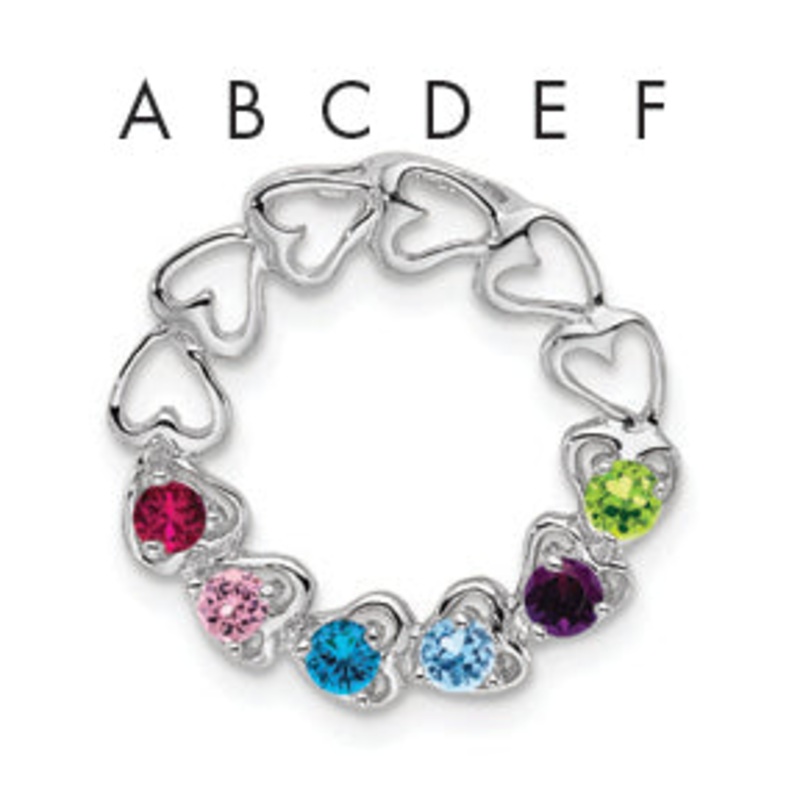 14k White Gold 14k White Gold 6 Genuine Stone Family Pendant