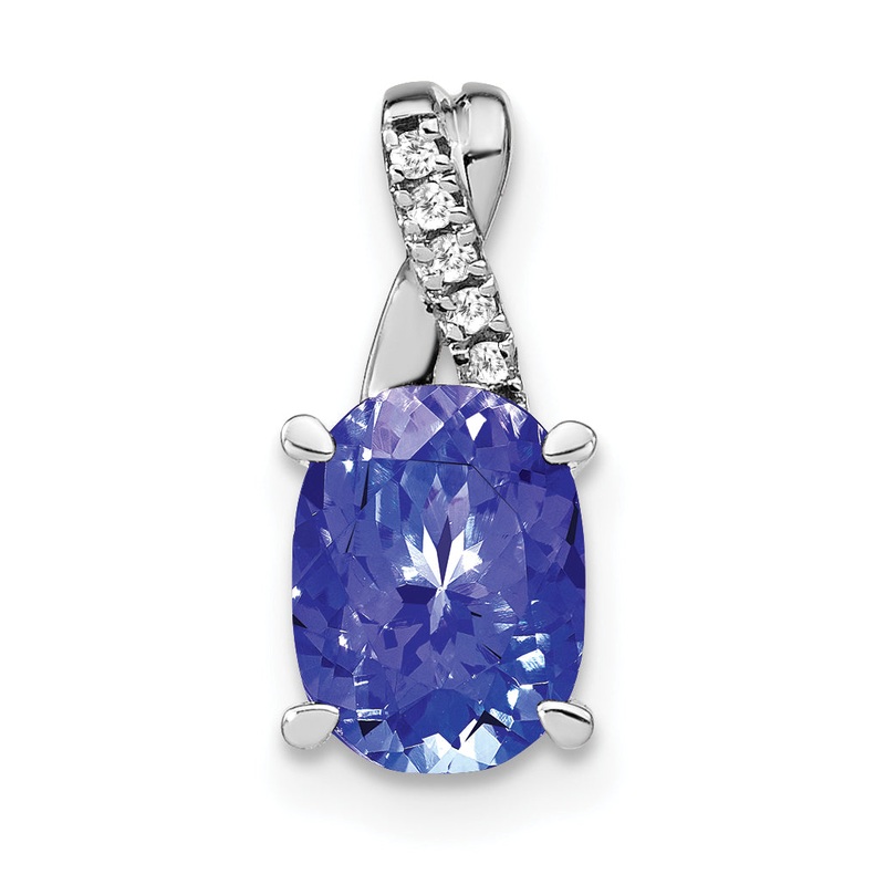 14k White Gold 14k White Gold Oval Tanzanite and Diamond Pendant