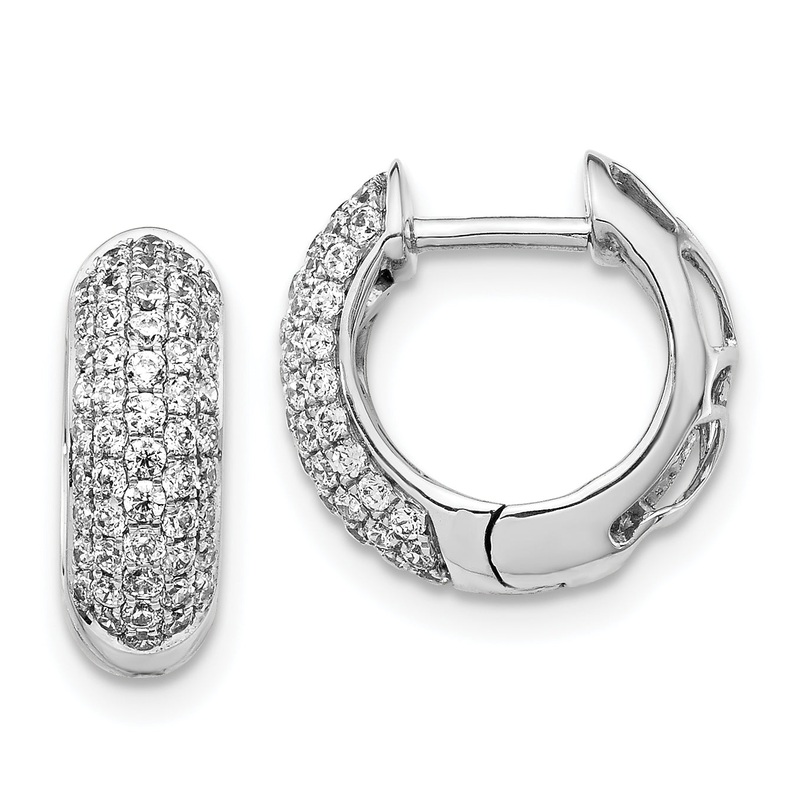 14k White Gold 3/4 Ct. Lab Grown Diamond VS/SI+ G+ Hinged Hoop Earrings