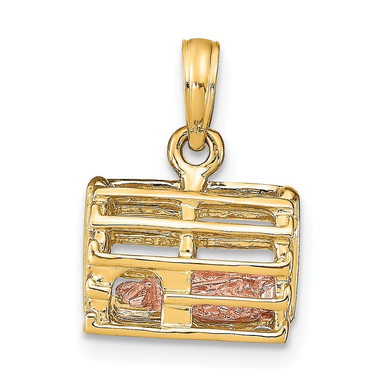 10K Two-Tone 10K 3D Lobster Trap W/Moveable Pendant