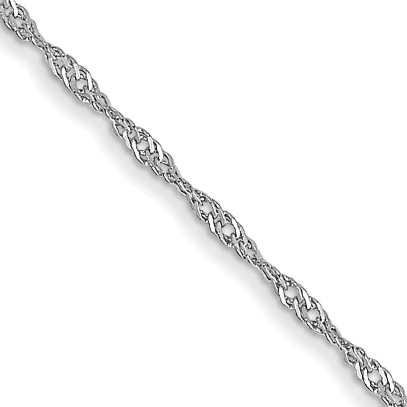 10K White Gold 1mm Carded Singapore Chain