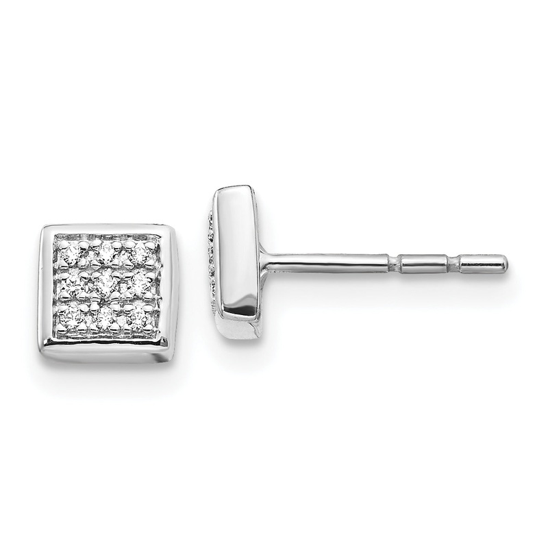 10K White Gold Diamond Post Earrings