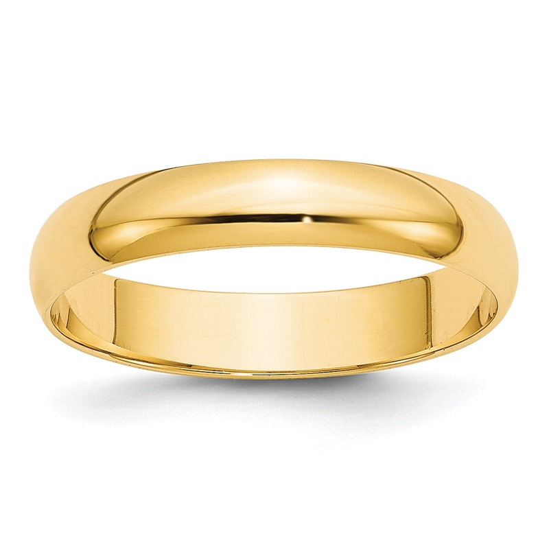 10K Yellow Gold 4mm Lightweight Half Round Wedding Band Size 14