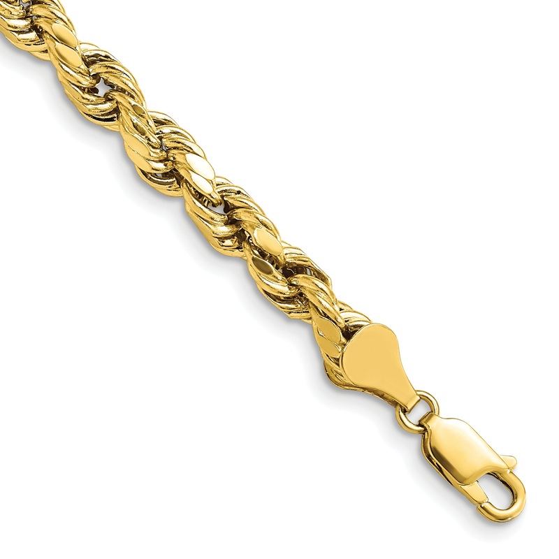 10K Yellow Gold 5.5mm Semi-Solid D/C Rope Chain