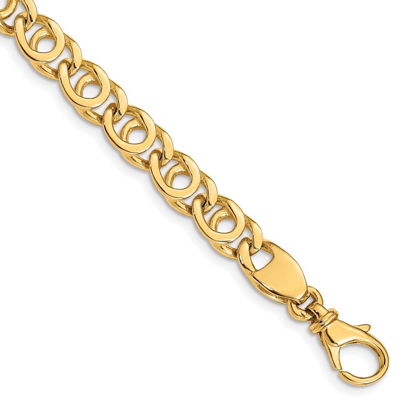 10K Yellow Gold 7mm Hand Polished Fancy Link Chain