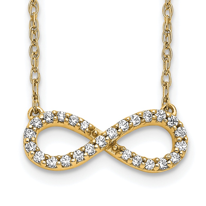 10K Yellow Gold Polished Diamond Infinity Symbol 18 Inch Necklace