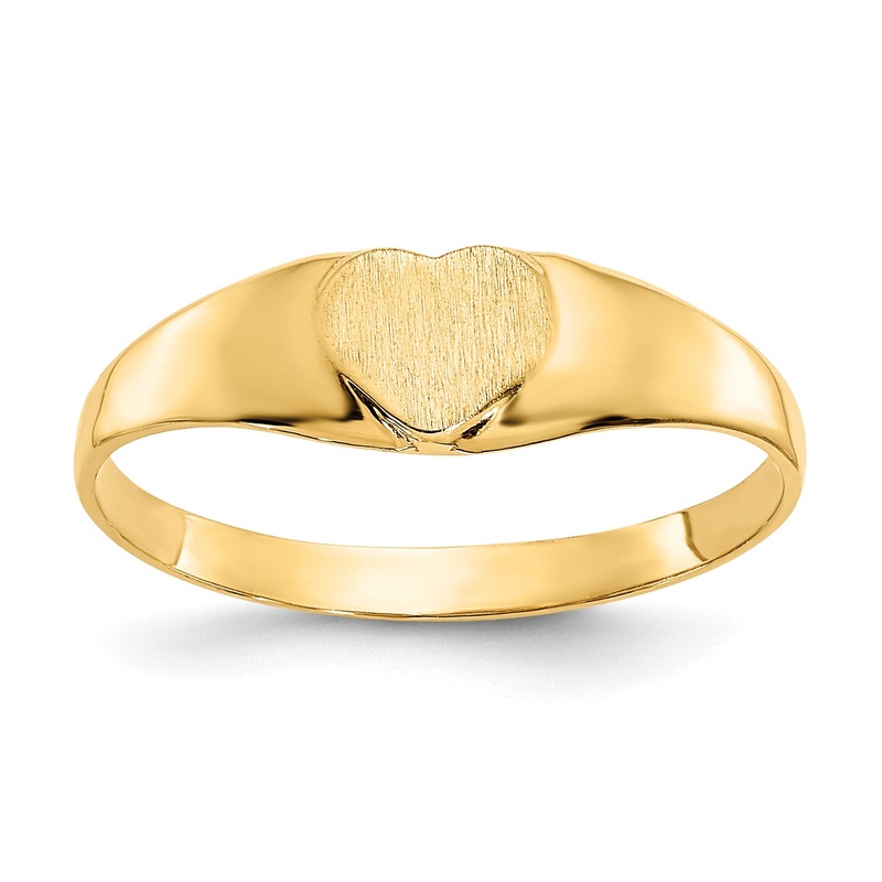 10K Yellow Gold Satin Child’S Heart Signet Ring
