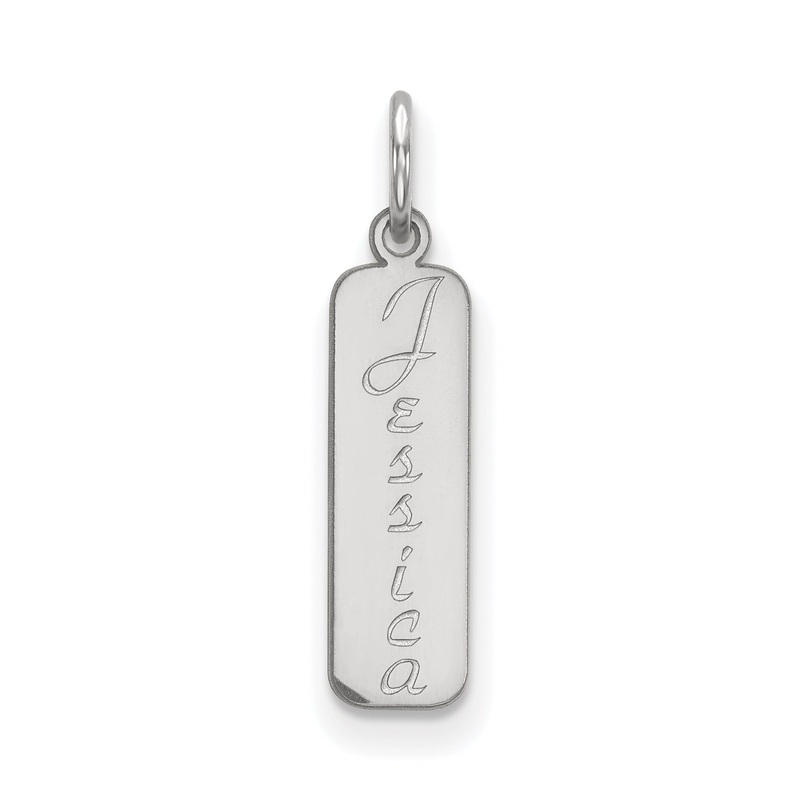14k White Gold 14k White Gold Script Font Name Bar Charm