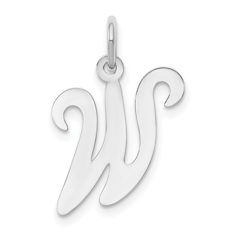 14k White Gold 14KW White Gold Script Letter W Initial Charm