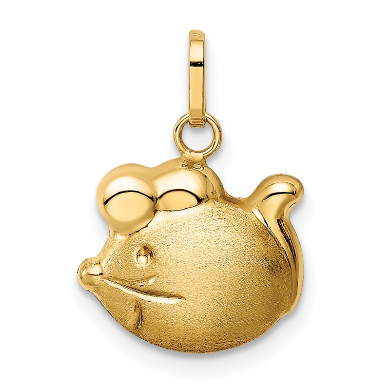 14k Yellow Gold 14k Satin & Polished Mouse Charm
