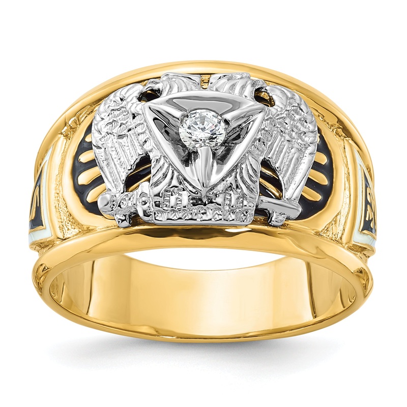 10K Two-Tone Ibgoodman Men’S Polished And Textured 32Nd Degree Scottish Rite Masonic Ring Mounting