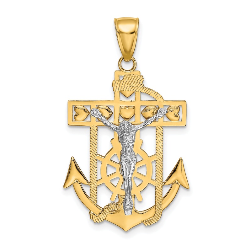 10K Two-Tone Mariner’S Crucifix Pendant