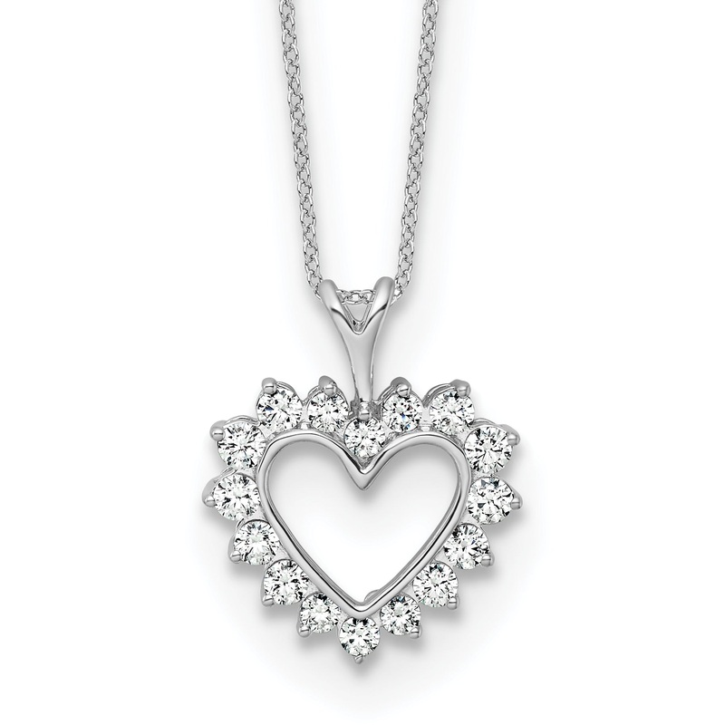 10k White Gold 1/2 Ct. Lab Grown Diamond VS/SI+ G+ 18 inch Heart Pendant Necklace