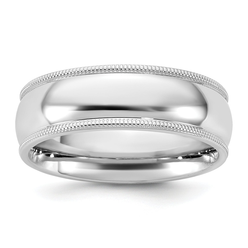 10K White Gold 10Kw 6.5mm Milgrain Comfort Fit Band Size 10.5
