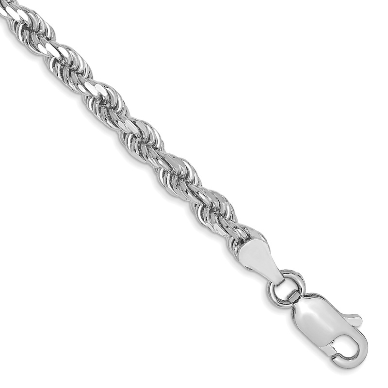 10K White Gold 3.5mm Diamond-Cut Rope Chain
