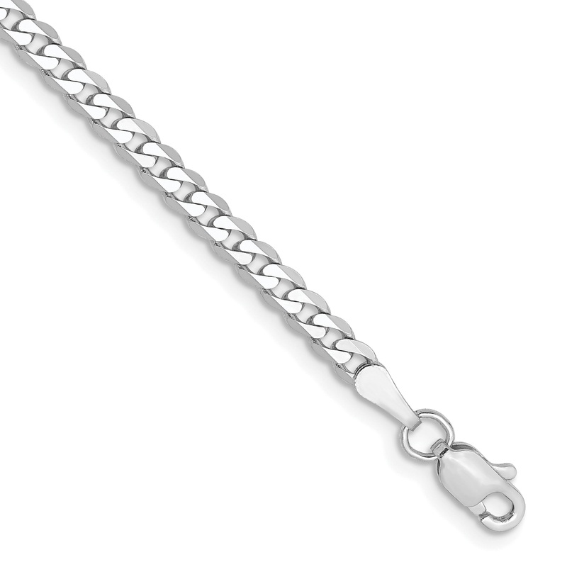 10K White Gold Wg 2.9mm Flat Beveled Curb Chain