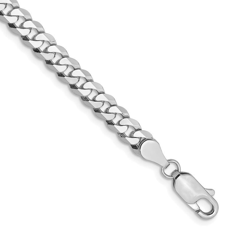 10K White Gold Wg 4.75mm Flat Beveled Curb Chain