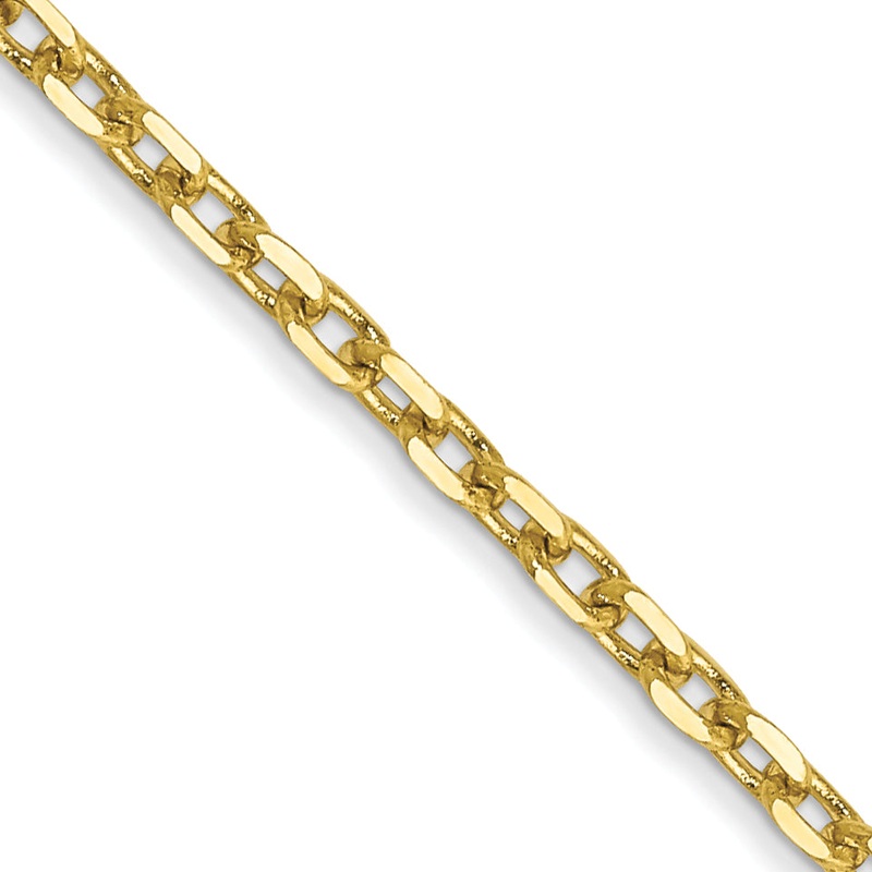 10K Yellow Gold 1.8mm D/C Round Open Link Cable Chain