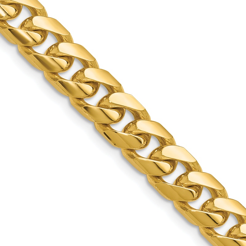 10K Yellow Gold 10K 8.0mm Solid Miami Cuban Chain