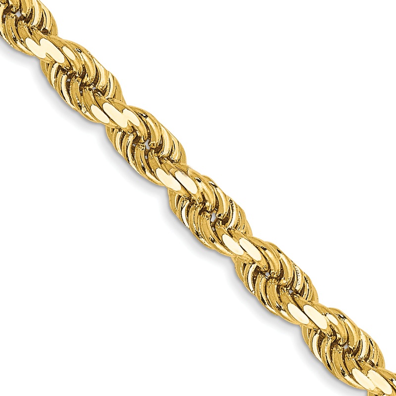 10K Yellow Gold 3.5mm Semi-Solid D/C Rope Chain