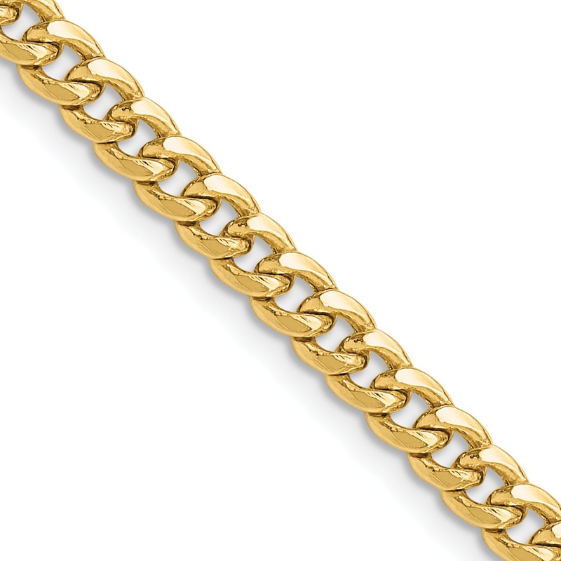 10K Yellow Gold 4.5mm Semi-Solid Miami Cuban Chain