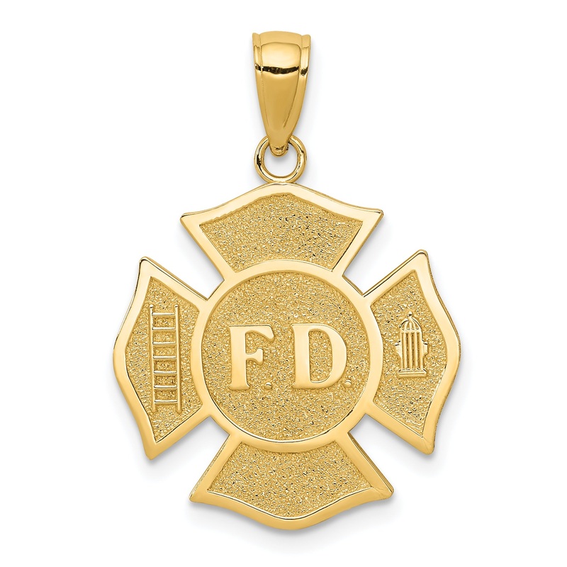 10K Yellow Gold Fire Dept. Maltese Cross Pendant