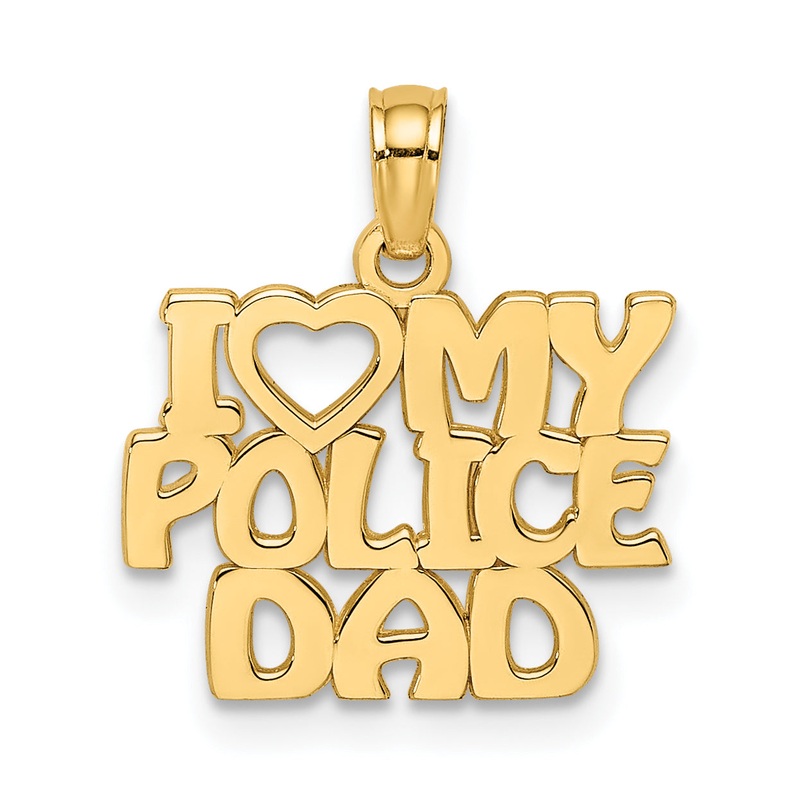 10K Yellow Gold I Heart My Police Dad Charm