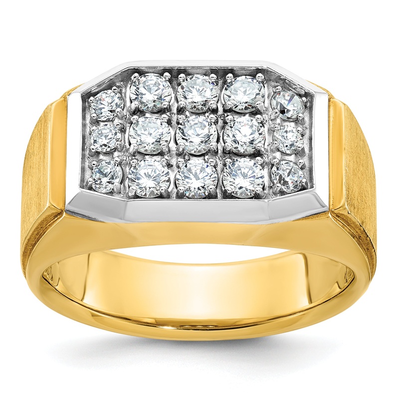 10K Yellow Gold Ibgoodman Men’S Polished And Satin Cluster Ring Mounting