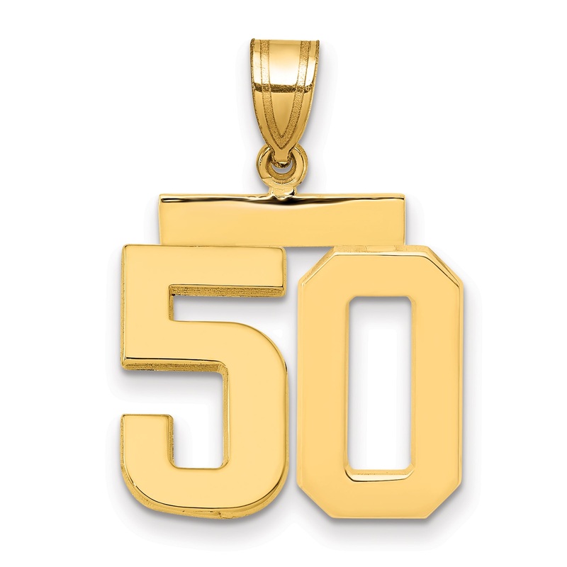 10K Yellow Gold Medium Polished Number 50 Charm