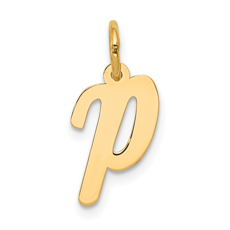 10K Yellow Gold Small Script Initial P Charm