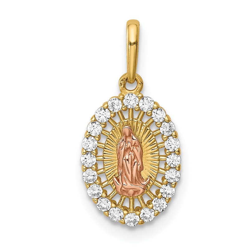 14k Two-tone 14K Two-tone Our Lady of Guadalupe CZ Pendant