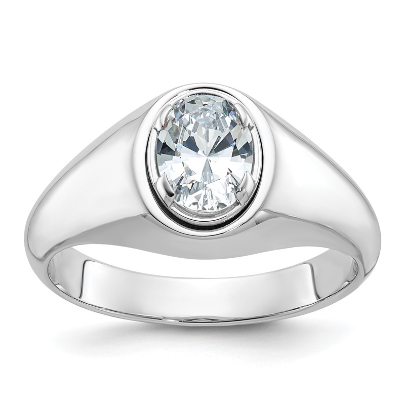 14k White Gold 1 Ct. Lab Grown Diamond VS/SI+ G+ Oval Men’s Ring