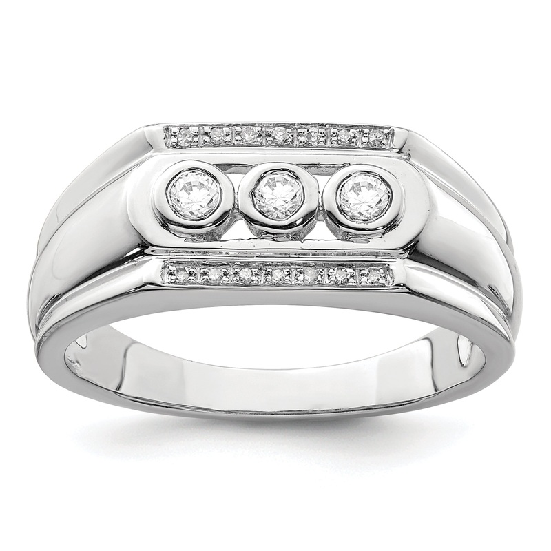 14K White Gold Lab Grown VS/SI+ G+ Diamond Men’s Ring