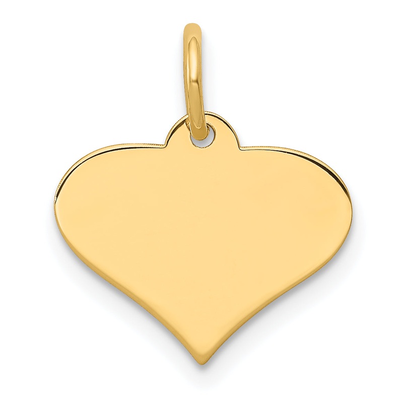14k Yellow Gold 14k Plain .009 Gauge Engraveable Heart Disc Charm
