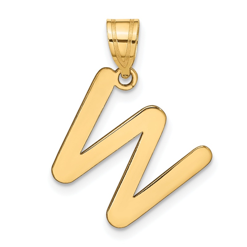 14k Yellow Gold 14k Polished Bubble Letter W Initial Pendant