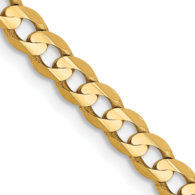 10K Yellow Gold 10K 3.8mm Open Concave Curb Chain