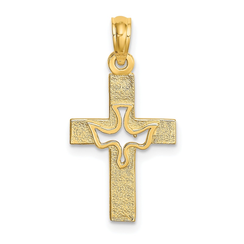 10K Yellow Gold 10K Dove In Cross Charm