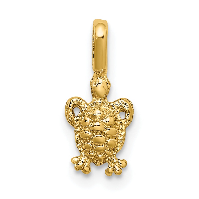 10K Yellow Gold 10K Mini Sea Turtle W/ Fixed Bail Charm