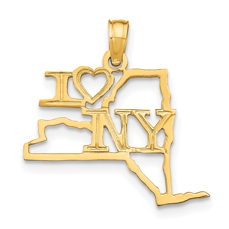 10K Yellow Gold 10K Solid New York State Pendant