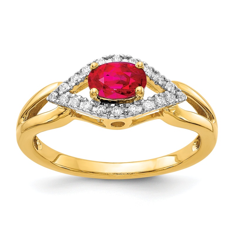 10K Yellow Gold Diamond And Ruby Ring