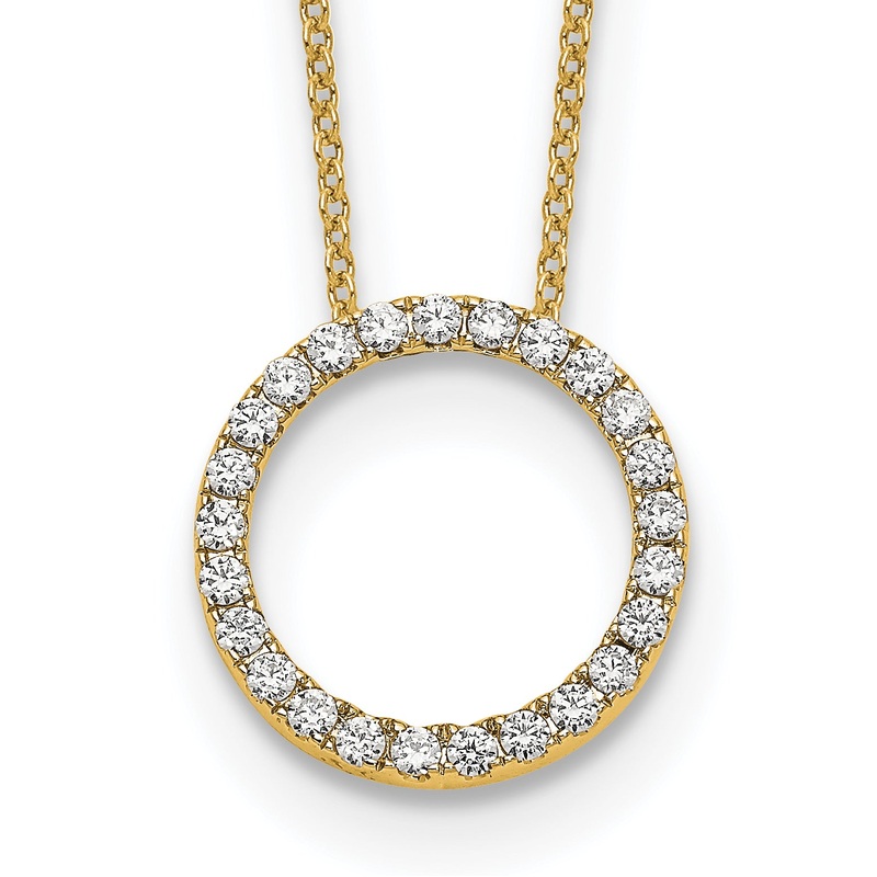 10K Yellow Gold Diamond Circle 18 Inch Necklace