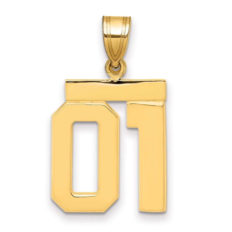 10K Yellow Gold Medium Polished Number 01 Charm