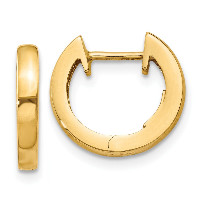 10K Yellow Gold Polished 2mm Hinged Hoop Earrings