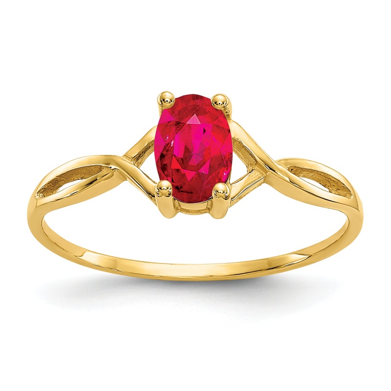 10K Yellow Gold Polished Genuine Ruby Birthstone Ring