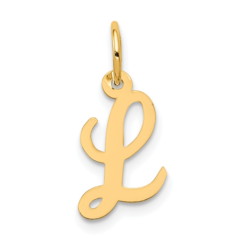 10K Yellow Gold Small Script Initial L Charm
