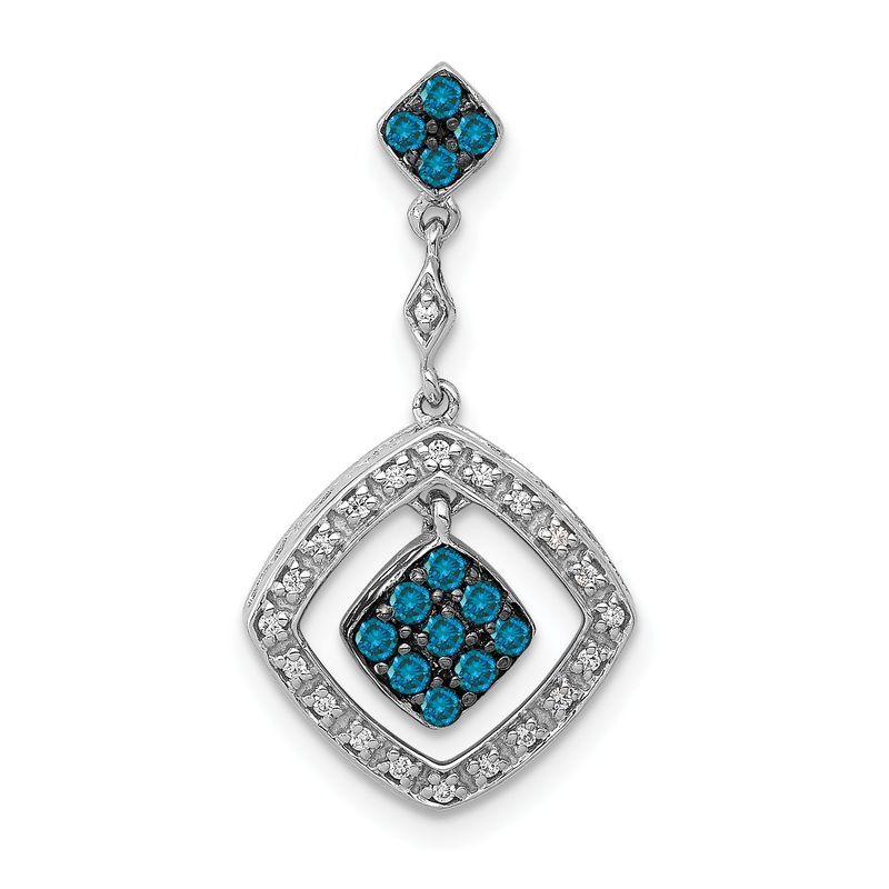 14k White Gold 14k White Gold 1/4ct. White and Blue Diamond Dangle Pendant