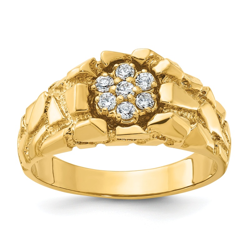 14k Yellow Gold 1/4 Ct. Lab Grown Diamond VS/SI+ G+ Men’s Cluster Nugget Ring