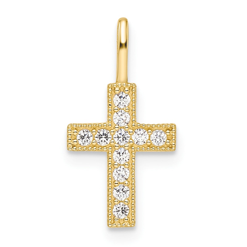 14k Yellow Gold 14K CZ Cross Pendant